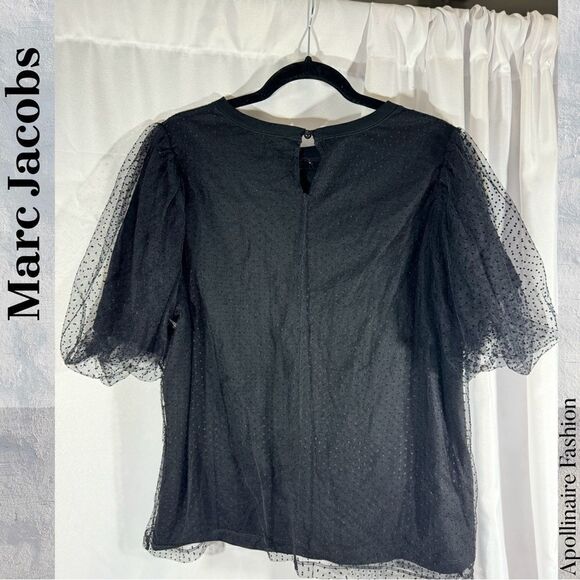MARC JACOBS RUNWAY POLKA DOT LACE TOP SIZE 8 NEW IN BLACK ON BLACK - Picture 1 of 6